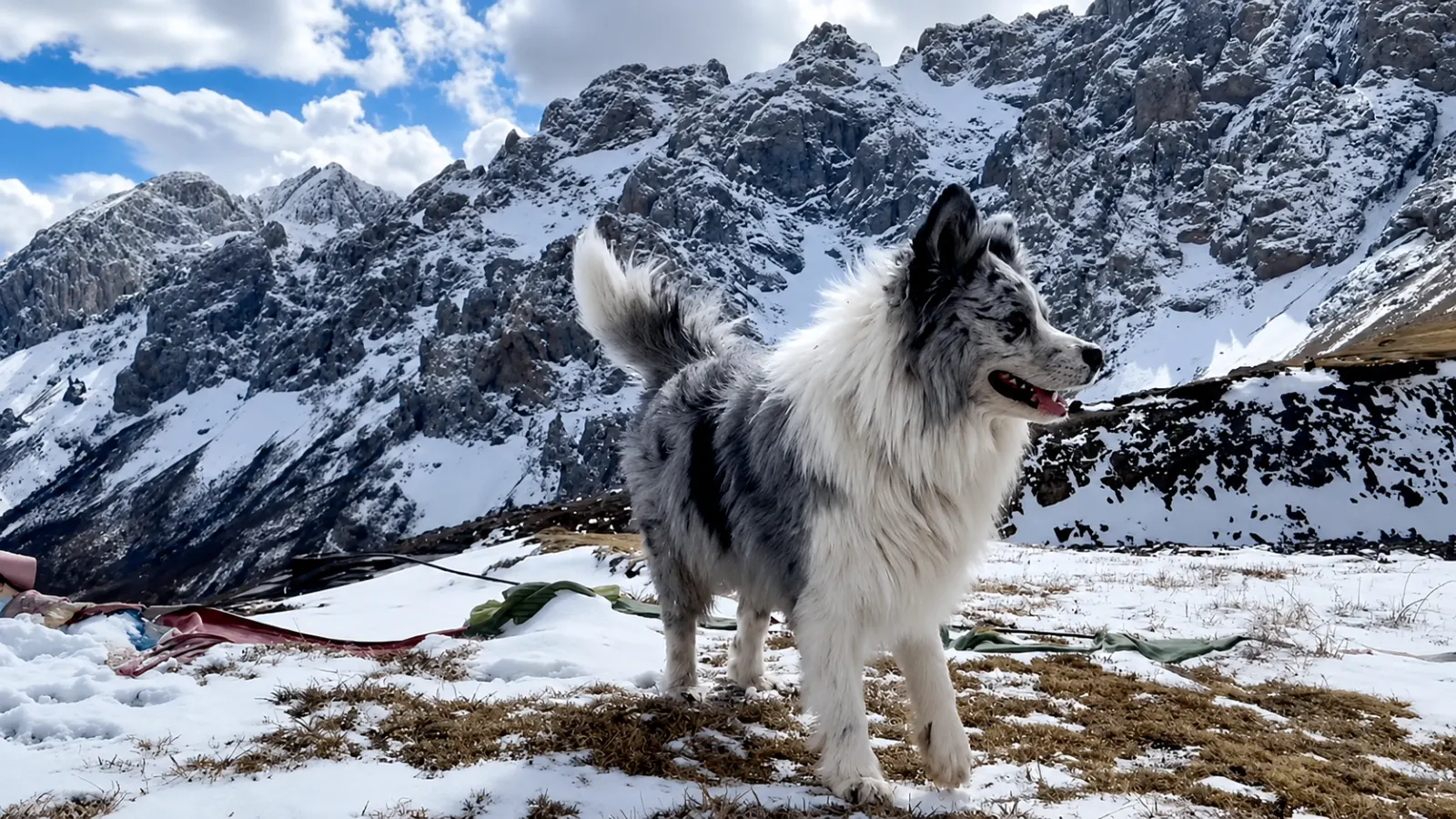 锄头,一只生活在雪山下的边牧犬